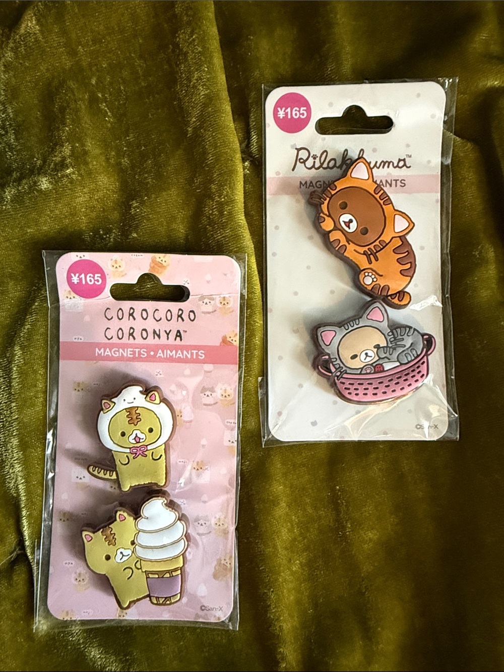 Rilakkuma & Corocoro Coronya Kawaii Cat Magnet Set - Pink, Orange, Cream